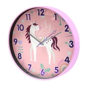 Your Zone 12\ Quartz Unicorn Pink Glitter Indoor Wall Clock, Easy Installation
