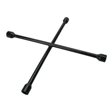 Performance Tool W12 22-in 4-Way Lug Wrench: Fits 7/8, 15/16, 1, and 1-1/16-in Nuts, Made of Drop Forged Steel, Star-Shaped Design, Powder Coated, SAE/Metric, Black