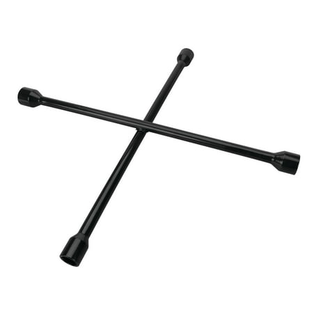 Performance Tool W12 22-in 4-Way Lug Wrench: Fits 7/8, 15/16, 1, and 1-1/16-in Nuts, Made of Drop Forged Steel, Star-Shaped Design, Powder Coated, SAE/Metric, Black