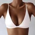 thumbnail image 2 of Fulorrnie Bras for Women Comfort No Underwire Support Bralette Triangle Plunge Wirefree Stretchable Bra White S, 2 of 4
