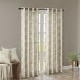 thumbnail image 3 of Madison Park Saratoga Fretwork Print Grommet Top Window Curtain Panel in Beige/Grey, 50"x95", 3 of 5