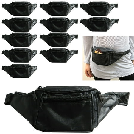 - 12 Fanny Pack Adjustable Waist Pouch Utility Bag Belt Hip 4 Pocket Travel Sport