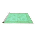 thumbnail image 2 of Ahgly Company Machine Washable Indoor Square Oriental Turquoise Blue Traditional Area Rugs, 7' Square, 2 of 4