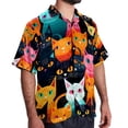 thumbnail image 2 of Cat Men's Short Sleeve Hawaiian Beach Poplin Shirt Casual Printed Button Down Summer Unisex Shirt, 2 of 6