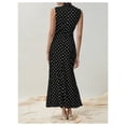 thumbnail image 2 of Vestido largo Milumia de lunares, cuello alto, sin mangas, talla S, 2 of 5