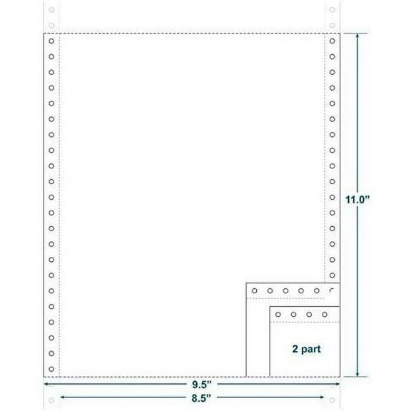 2-Ply Carbonless Paper, Blank, Form Size 9-1/2" x 11" W x H Carton of 1800
