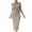 Khaki, variant on HAiming Women's V Neck Knit Sweater Dress Fall Solid Color Long Sleeve Ruched Tie Waist Ribbed Bodycon Midi Dresses