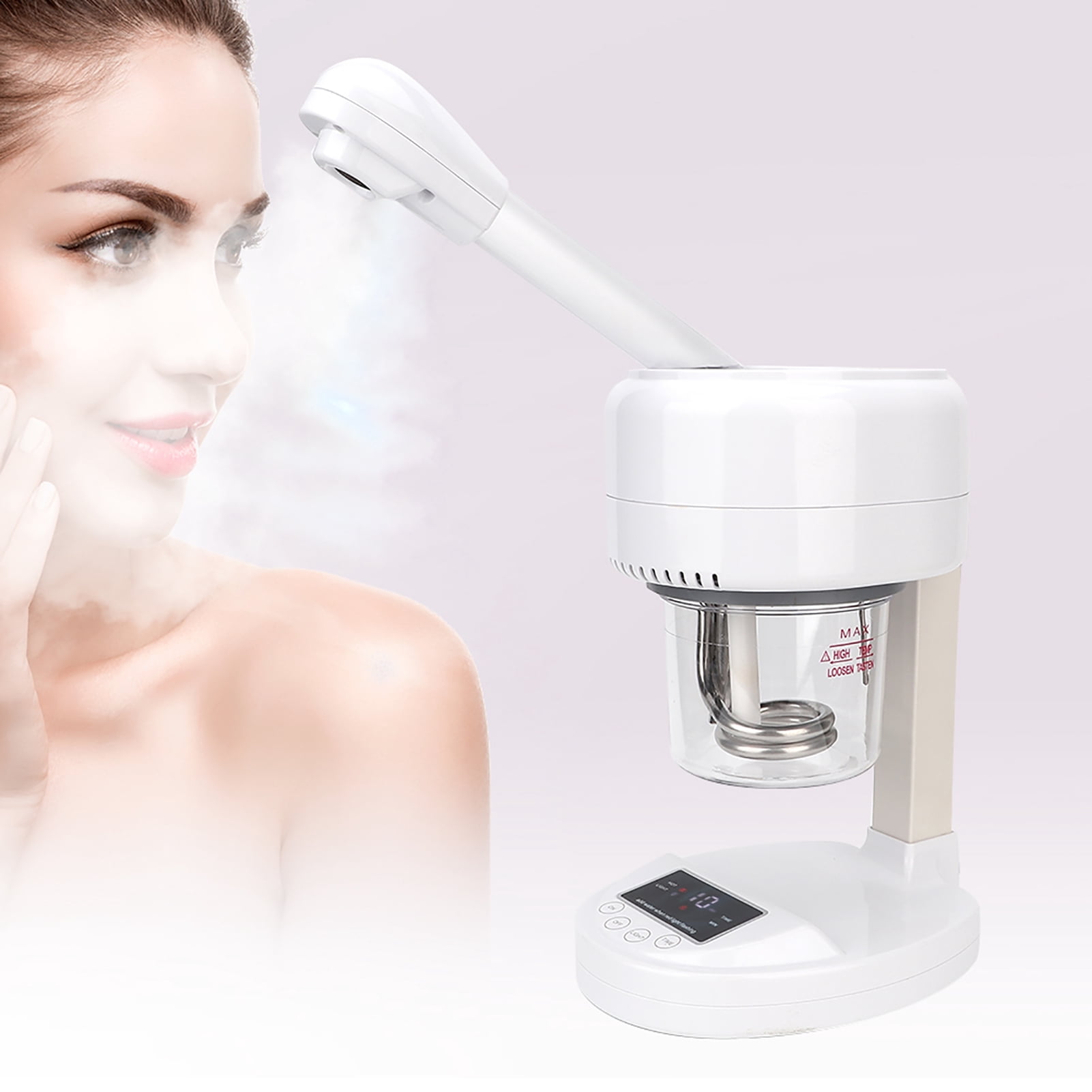 BIMZUC Professional Household Hot Mist Facial Steamer, Nano Ionic Face Sprayer for Deep Cleaning & Moisturizing (Touch Screen Type), 12.5 oz / 370ml Water Tank, EU Plug 220V