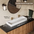 thumbnail image 4 of Los Flexi 43" x 16" Trough Sink, Extra Large Rectangular Ceramic Vessel Sink with Dual Faucet Holes and Pop-Up Drain for Wall-Mount & Above-counter, 4 of 13