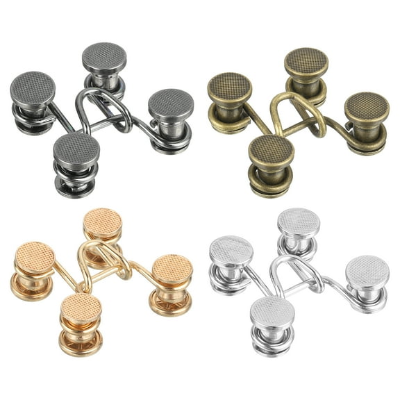 Uxcell Pants Waist Tightener, 4 Set Adjustable Buttons for Jeans, Waist Extender Buckle Set, Waistband Button Pins for Jeans Pants Skirts Sleeves (4 Colors)