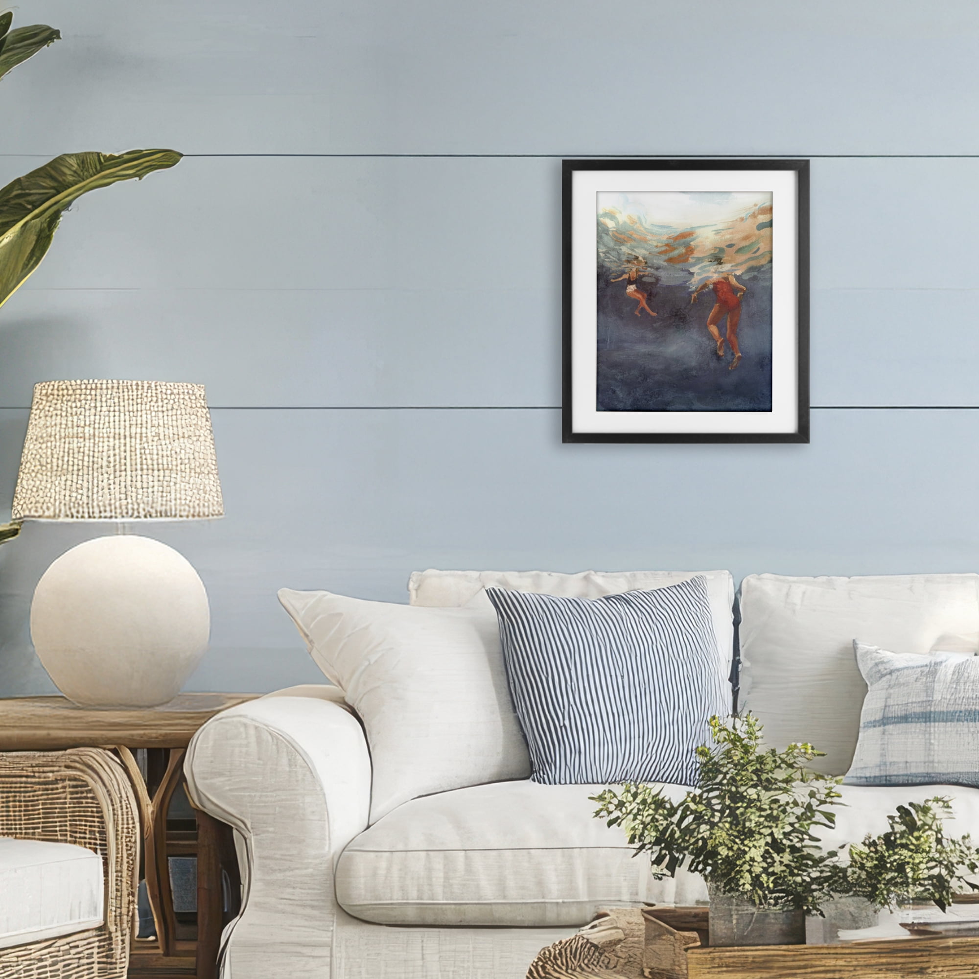 Stupell Industries Summer's Dance Swimmers Black Framed Print Under Glass, design by Victoria Barnes