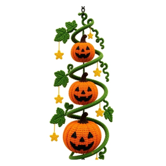 Crochet Spiral Ornament DIY Kit, Halloween Pumpkin Vine Hanging Craft, 5.90 in Seasonal Door and Wall Decor Project for Adults