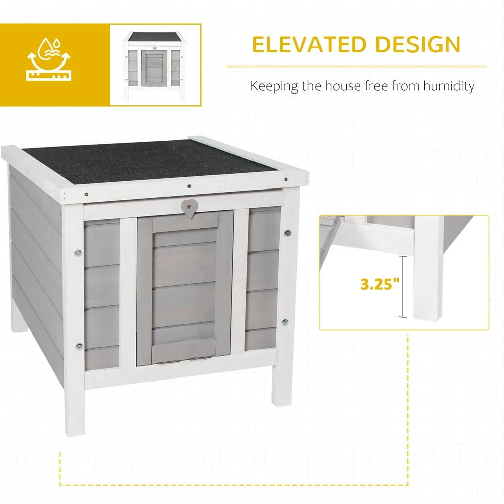 Spaco Small Wooden Rabbit Hutch, Bunny Cage, Guinea Pig Cage Duck House Dog House with Openable & Waterproof Roof, Gray