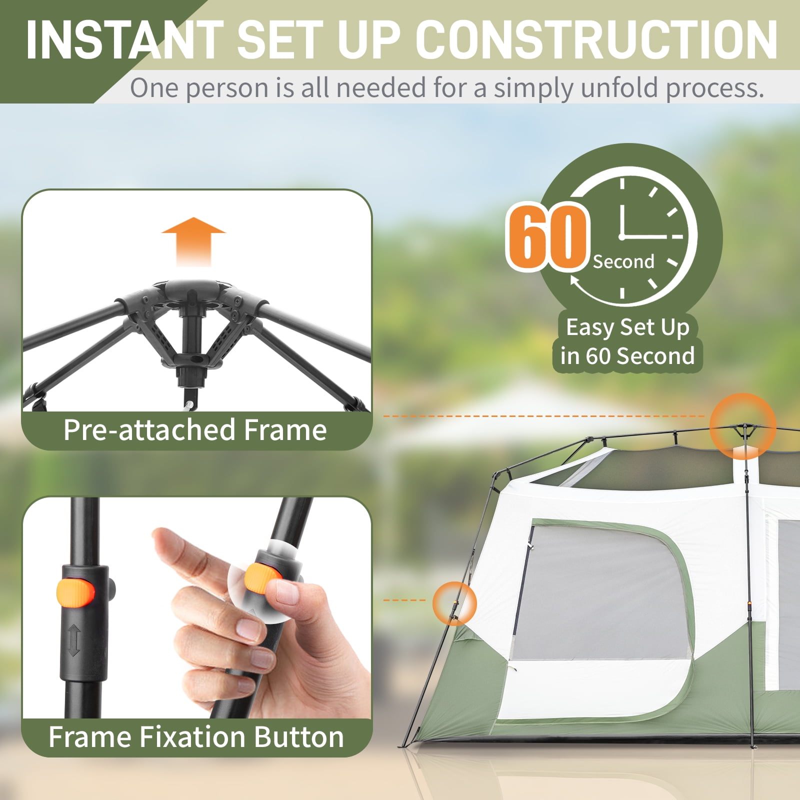 Zimtown 10 Person Camping Tent Instant Cabin Tent for Outdoor, Picnic, Camping, Friends Gathering,Green