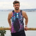 thumbnail image 6 of Cauagu Neon Night Cityscape Print Men's Sleeveless Muscle Shirts,Tank Tops Quick Dry Workout Tank Top Gym Muscle Tee Fitness Bodybuilding T Shirt for Men-Large, 6 of 7