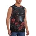 thumbnail image 2 of Pofeuu Rose Full Moon Black Wolf Print Men's Muscle T-Shirt, Sleeveless, Muscle Tank, Classic Muscle Tee Top For Men Casual Sleeveless Muscle T-Shirt Trendy Clothes-Large, 2 of 7