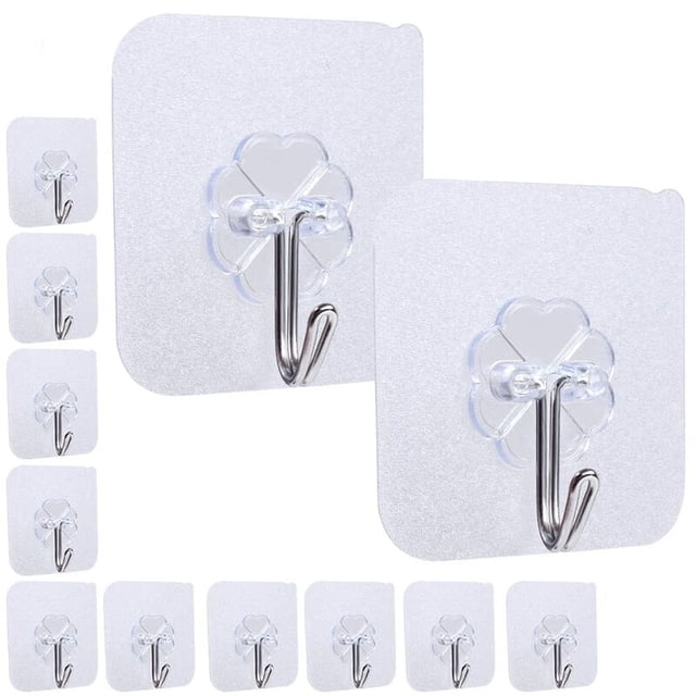 Jinsinto 12x Transparent Waterproof Adhesive Hooks Suitable for Living Room Bathroom Kitchen