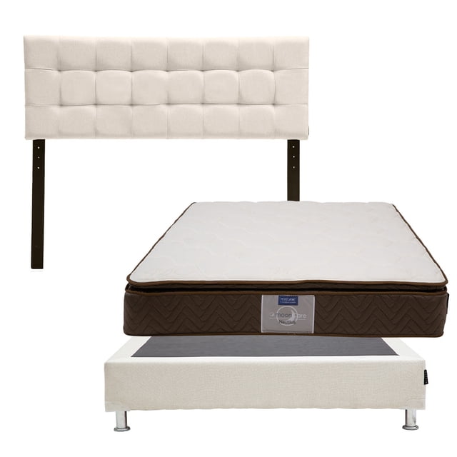 Colchon Matrimonial Nautilus+Box Base Cama+ Cabecera Catania Beige