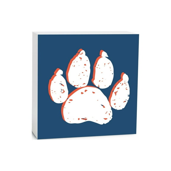 Paw Print White Paw Print 5 x 5 Wood Tabletop Sign Plaque