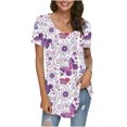 thumbnail image 4 of Blusa de manga corta con cuello redondo, informal, cómoda, a la moda para mujer OAVQHLG3B Store  lin121212, 4 of 4