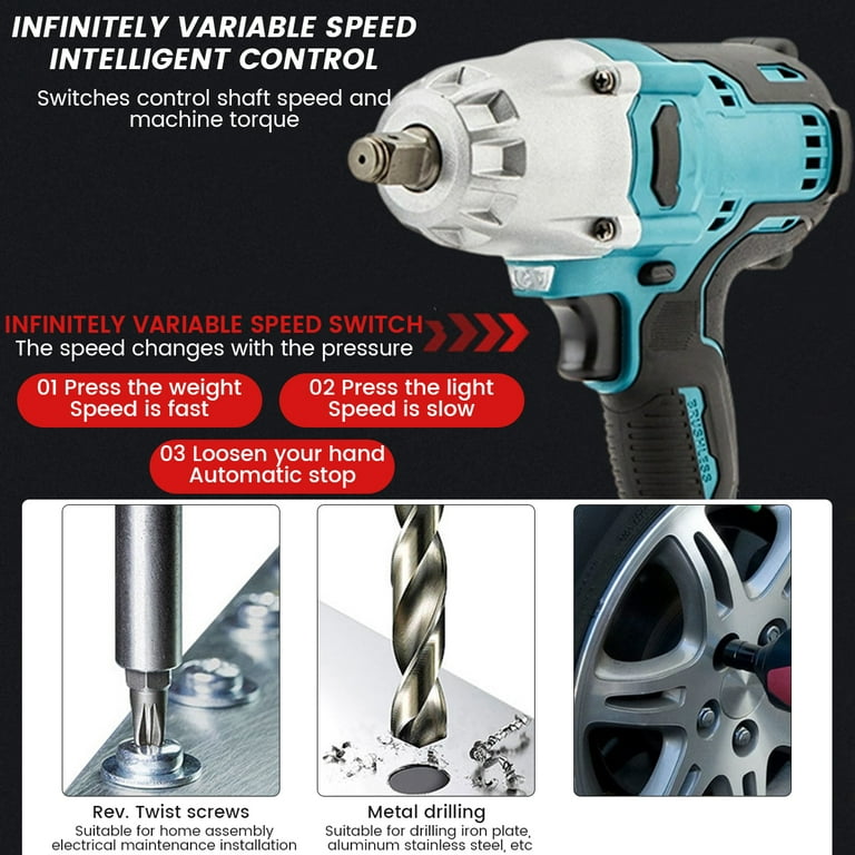 verlacod Brushless Electric Impact Wrench Cordless Impact Wrench 1000Nm High Torque Impact Driver with LED Work Light Powerful Wrench Tool for Car