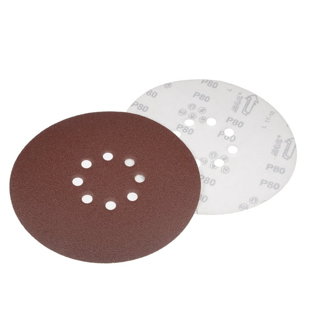 10Pcs 8.6 Inch 8 Hole Hook and Loop Sanding Disc 80 Grit Flocking