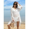 thumbnail image 2 of Charmo Women Long Sleeve Swimsuits Cover Ups Crochet Bathing Suit Bikini Beach Swimwear, 2 of 4