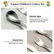 ReaNea Toddler Utensils Stainless Steel Kids Silverware Set Toddler Forks, Baby Spoons and Knife 4 Pieces