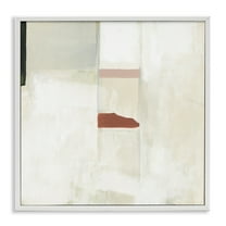 Stupell Industries Abstract with Terracotta Accent Abstract Painting White Framed Art Print Wall Art, 17 x 17