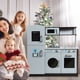 thumbnail image 3 of Costway Juego de cocina para niños, cocina de madera para jugar con fregadero y grifo, cocina con sonidos de clic, horno y microondas, juego de simulación de chef con pizarra para niños de 3 a 8 años, 3 of 6