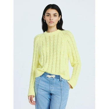 Scoop Women's and Women's Plus Cable Knit Raglan Sweater, Midweight, Sizes XS-XXL