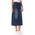 thumbnail image 4 of INSPIRE CHIC Denim Maxi Skirt for Womens Elasticated Waist Washed A Line Long Jean Skirt XL Dark Blue, 4 of 6