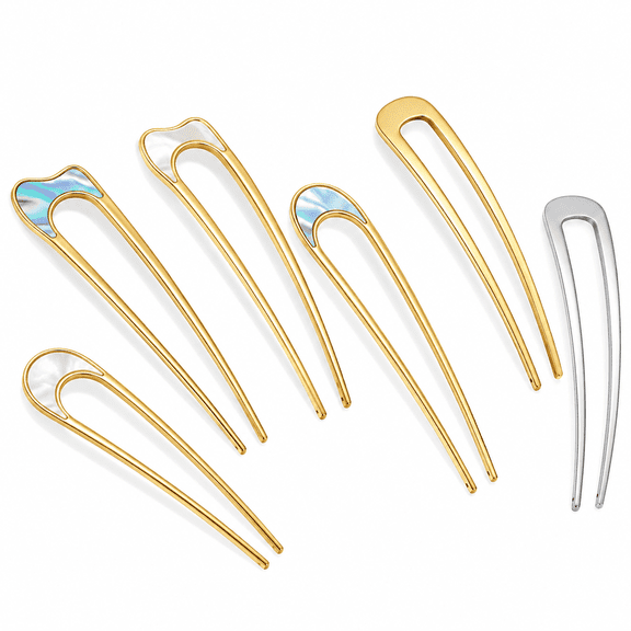 6 Pack U-Shaped Metal Hair Sticks for Buns and Updos