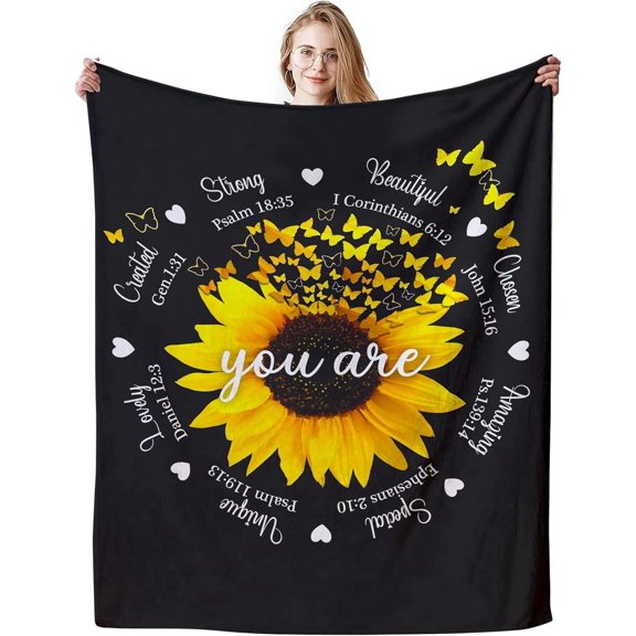Christian Gifts for Women Soft Flannel Inspirational Religious Blanket Bible Verse Scripture Prayer Throw Blanket 60"X50"