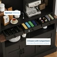 thumbnail image 4 of Danolapsi Coffee Bar Cabinet,72" Tall Farmhouse Coffee Bar Hutch with Storage,Sideboard Buffet Cabinet with Microwave Stand/Glass Shelf/6 Hooks/3 Drawers for Kitchen Living Dining Room,ship in 2 boxes, 4 of 7