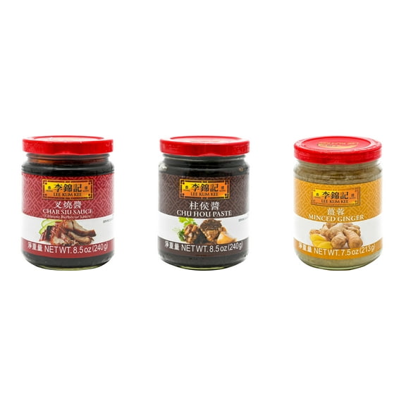 NineChef Brand Spoon Plus 3 Pack Lee Kum Kee Cooking Sauce, 3 Flavors(Char Siu Sauce,Chu Hou,Minced Ginger Sauce)