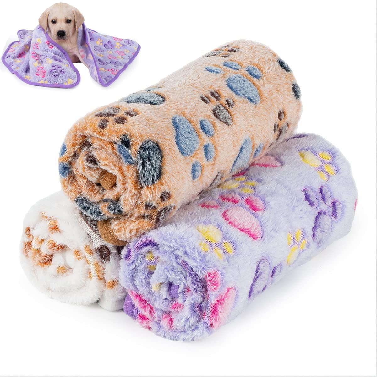 3 Pack Cat and Dog Blanket Soft & Warm Fleece Flannel Pet Blanket