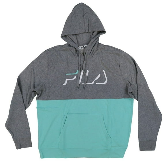 Fila Mens Hoodie Sweatshirt Pullover Colorblocked Logo Long Sleeve Gray 2Xl New