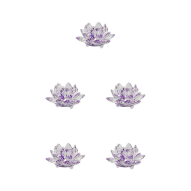 Inteprter Cristal Flor de loto Pisapapeles Cristales Flores Colección decorativa Adornos Recuerdos de boda Fiesta Púrpura Type2 NO2