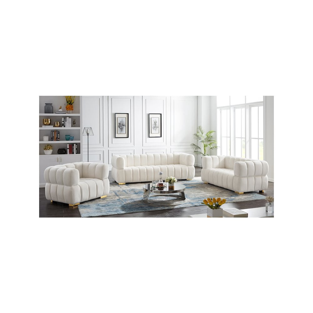 Meridian Furniture Gwen Cream Velvet Loveseat