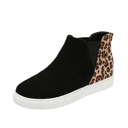 

Youmylove Leisure Women Flock Leopard Printed Non-Slip Flat Round Toe Breathable Stylish Slip On Shoes Woman Comfort Footwear