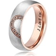 thumbnail image 2 of Anillo de promesa de acero inoxidable para parejas, alianzas de compromiso de boda, anillo superior brillar  Electrónica, 2 of 5