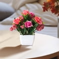 thumbnail image 4 of Small Artificial Plants in Pots Silk Plants for Home Decor Indoor Mini Fake Potted Roses for Office Desk Shelf Decor Dark Pink Single Pack, 4 of 6