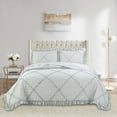 thumbnail image 2 of Marina Decoration Lush Ruffled Textured Shabby Chic Stitching Coverlet Bedspread Ultra Soft Solid Summer Embroidered Quilt Set with Quilted Shams, Grey Color, 2 of 6