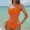 Orange, variant on Sakmal Pink Swimsuits One Piece Tummy Control See Through Sheer Swimsuits Mesh Swimwear