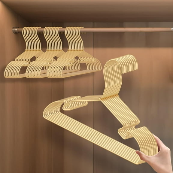 Gold Aluminum Hanger, 30 Pack Kids Clothes Hanger, Sturdy Metal Hanger for Wardrobe, Space-Saving Toddler Hanger