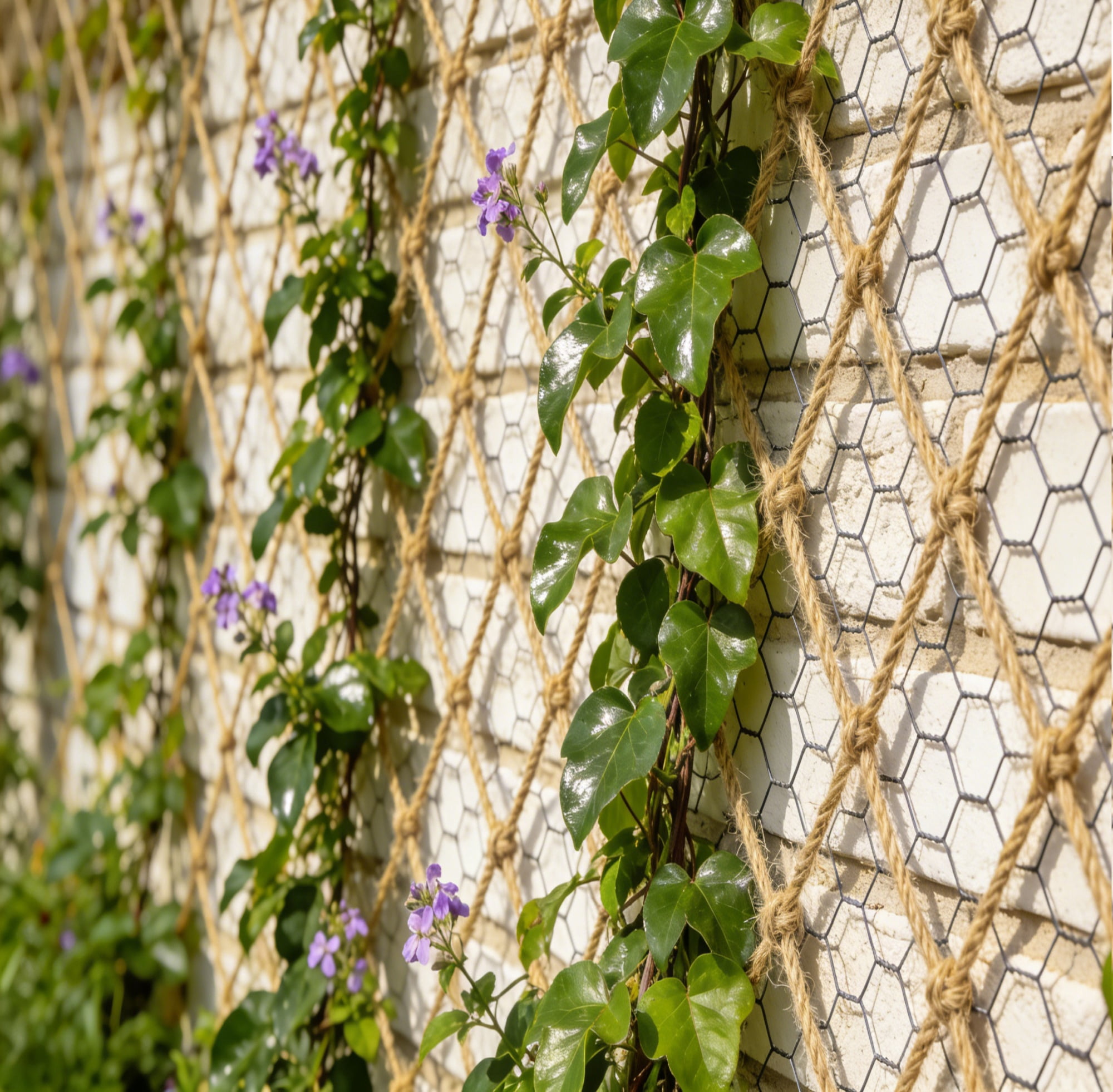Natural Heavy Duty Jute Trellis Netting, Bexikou Garden Plant Support Net for Climbing Vine Plants, Cucumber, Fruits & Vegetables, Outdoor Garden Use (5.6 Ft x 8 Ft)