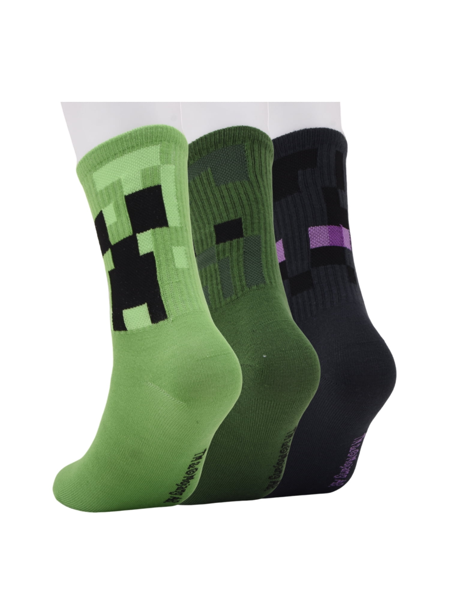Minecraft Boys Crew Socks, 3-pack, Sizes M