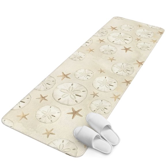 Runner Rug 15.7"x47.2", Coastal Starfish Non Slip Backing Floor Mats Area Rugs, Absorbent Muddy Dirt Trapping Carpet for Hallway Entryway Kitchen Bedside Vintage Ocean Marine Life Beach Floral