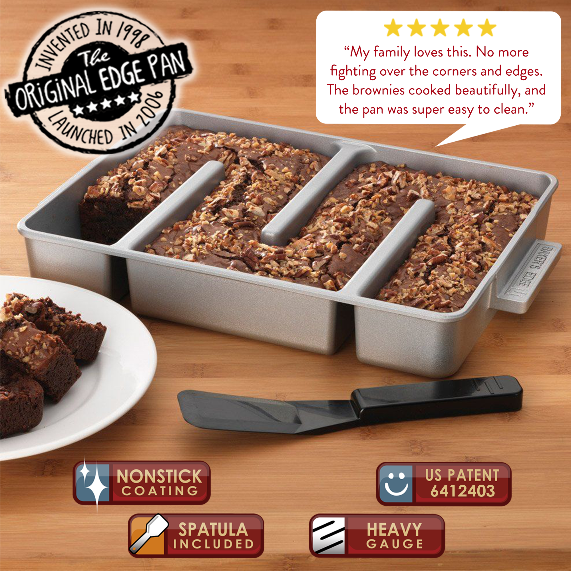 Baker's Edge Brownie Pan - The Original All Edges Brownie Pan for Baking - image 2 of 10